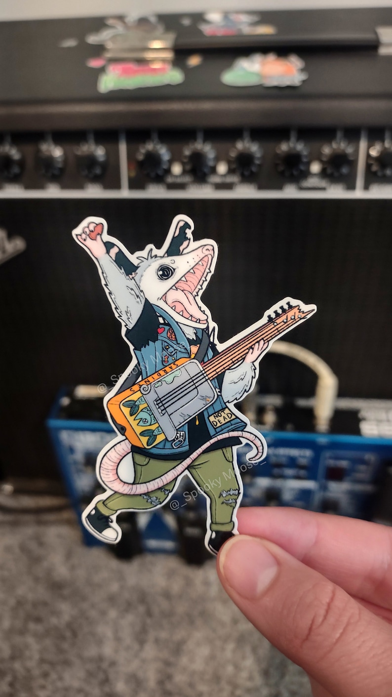 Toni the Punk Rock Opossum Vinyl Sticker Set | Individual Options Available | Children's Book Illustration | Trash Panda Punk vibes image 2