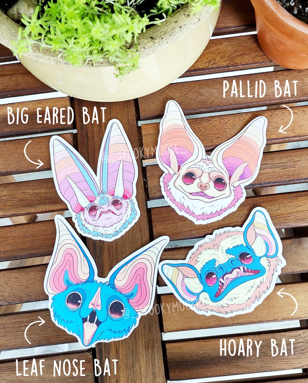 Bat Stickers Set of 4 or Individual | Kawaii Bats Vinyl Decal | Pastel ...