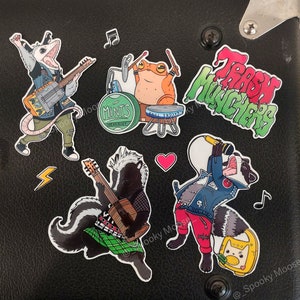 Toni the Punk Rock Opossum Vinyl Sticker Set | Individual Options Available | Children's Book Illustration | Trash Panda Punk vibes image 6