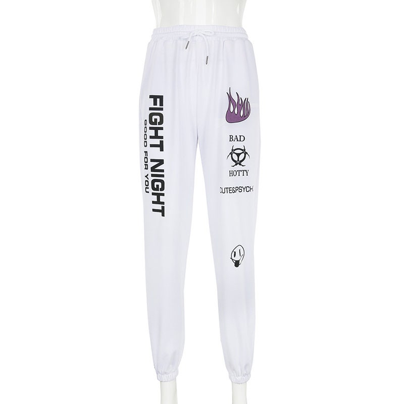 Graphic Style Women's White Joggers | Etsy