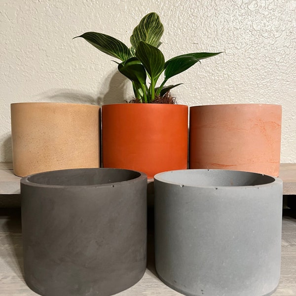 Concrete pots | large planter with drainage hole | cement pots | handmade | large succulent planter | home decor