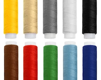 Nähgarn-Set: 10 Spulen Nähgarn in versch. Farben; 100% Polyester; je 30 m lang