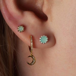 Natural amazonite Cartilage earrings-925 sterling silver earring stud-14K Gold vermeil-16G Tragus stud-Helix stud-Gift for best friend