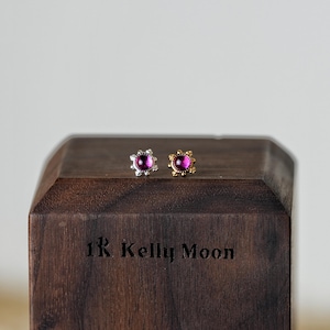 Gemstone Threadless-Ruby earrings-925 sterling silver earrings-14k vermeil-16G 18G 20G post-Conch Helix Tragus Piercin-Piercing Jewelry