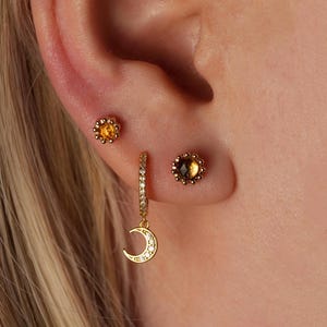 Natural Citrine Cartilage earrings-925 sterling silver earring stud-14K Gold vermeil-16G Tragus stud-Helix stud-Gift for best friend