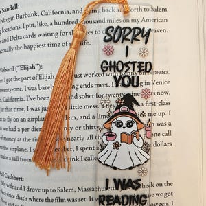 Kawaii Halloween Ghost Acrylic Bookmark, Spooky Season Reader Gift (multiple options)