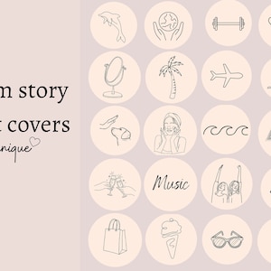 Minimal Instagram Highlight Covers, Minimalist Highlight Icons, Cream pink colours, Lifestyle highlight covers