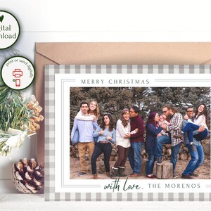 Modelo elegante de cartão de Natal com foto de família, cartão de feriado personalizado com foto, cartão de Natal com imagem, cartão de feriado imprimível 5x7