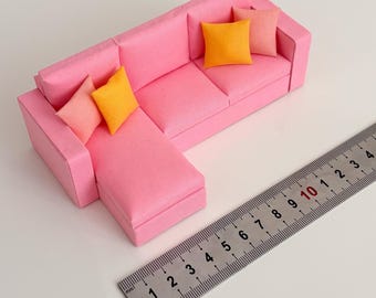 1/12 Scale Miniature Sofa Pattern PDF Dollhouse Couch Template (Digital Download)
