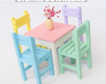 1:12 Miniature Table Pattern PDF Dollhouse Table Template (Digital Download)