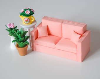 Modello PDF per divano in miniatura: modello per divano in scala 1/32 per casa delle bambole (download digitale)