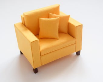 1/12 Scale Miniature Sofa Pattern PDF Dollhouse Couch Template (Digital Download)