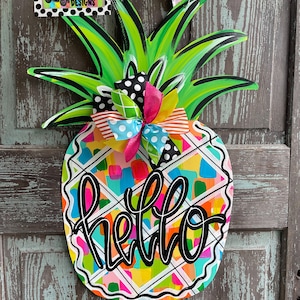 Colorful pineapple door hanger