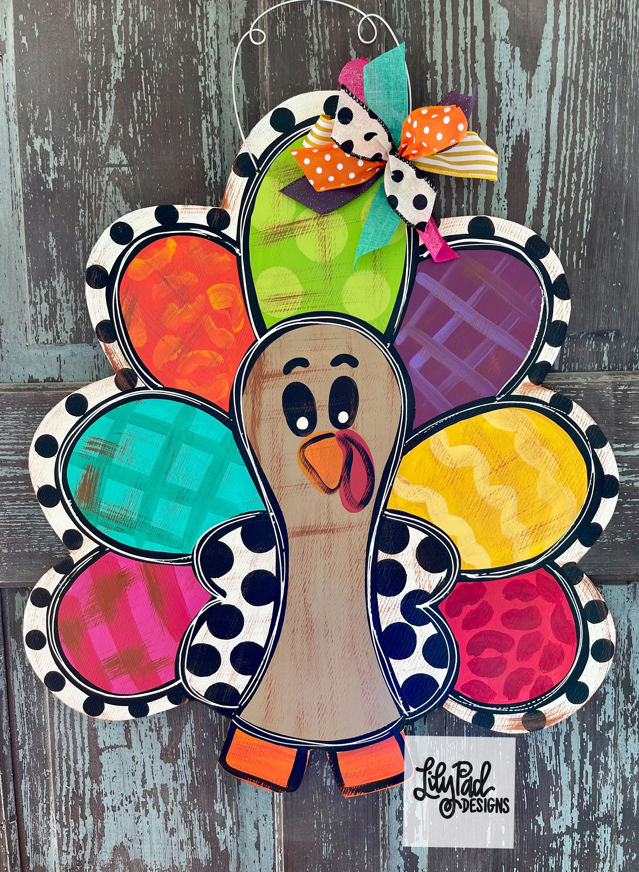 door hanger template -colorful turkey - etsy