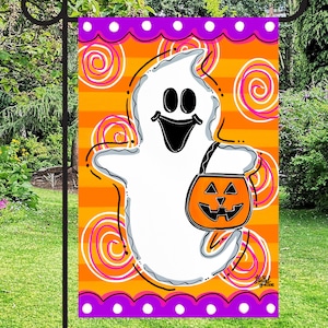 Ghost vinyl garden flag