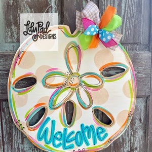 Sand dollar with color accents door hanger