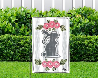 Gray bunny garden flag