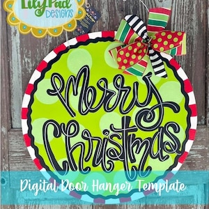 Door Hanger Template -Merry Christmas circle