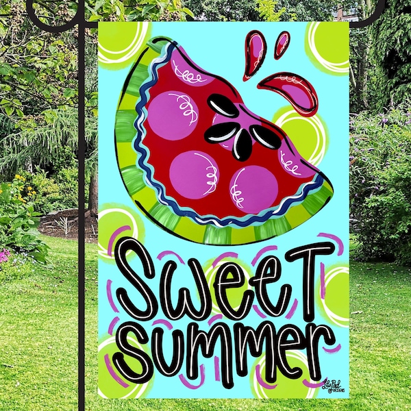 Sweet summer watermelon slice garden flag