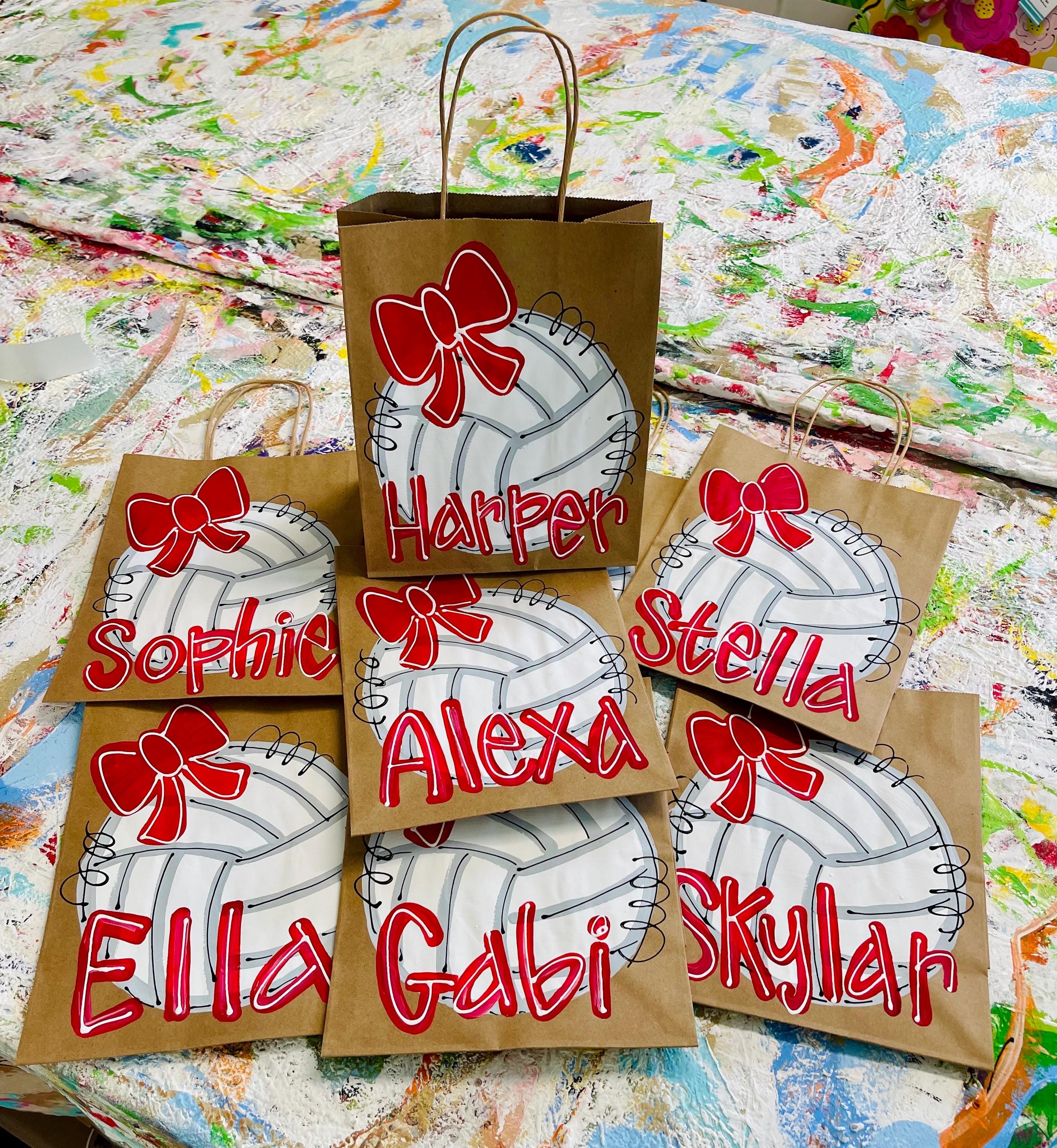 24 Pcs Clear Volleyball Gift Bags With Handle Volleyball Treat Candy