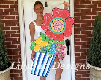 42” JUMBO red flower door hanger (made from a lightweight Coroplastic material)