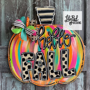 Door Hanger Template -fun hello fall pumpkin