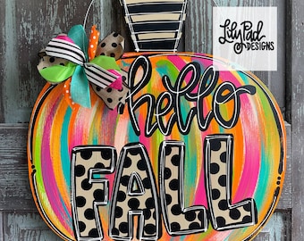 Door Hanger Template -fun hello fall pumpkin