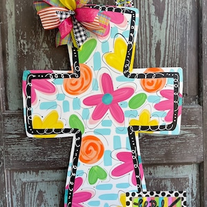 Door Hanger Template -floral cross