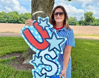 42” JUMBO USA door hanger (made from a lightweight Coroplastic material)