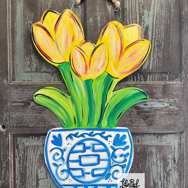 Tulpen in blau/weiß als Topfvorlage