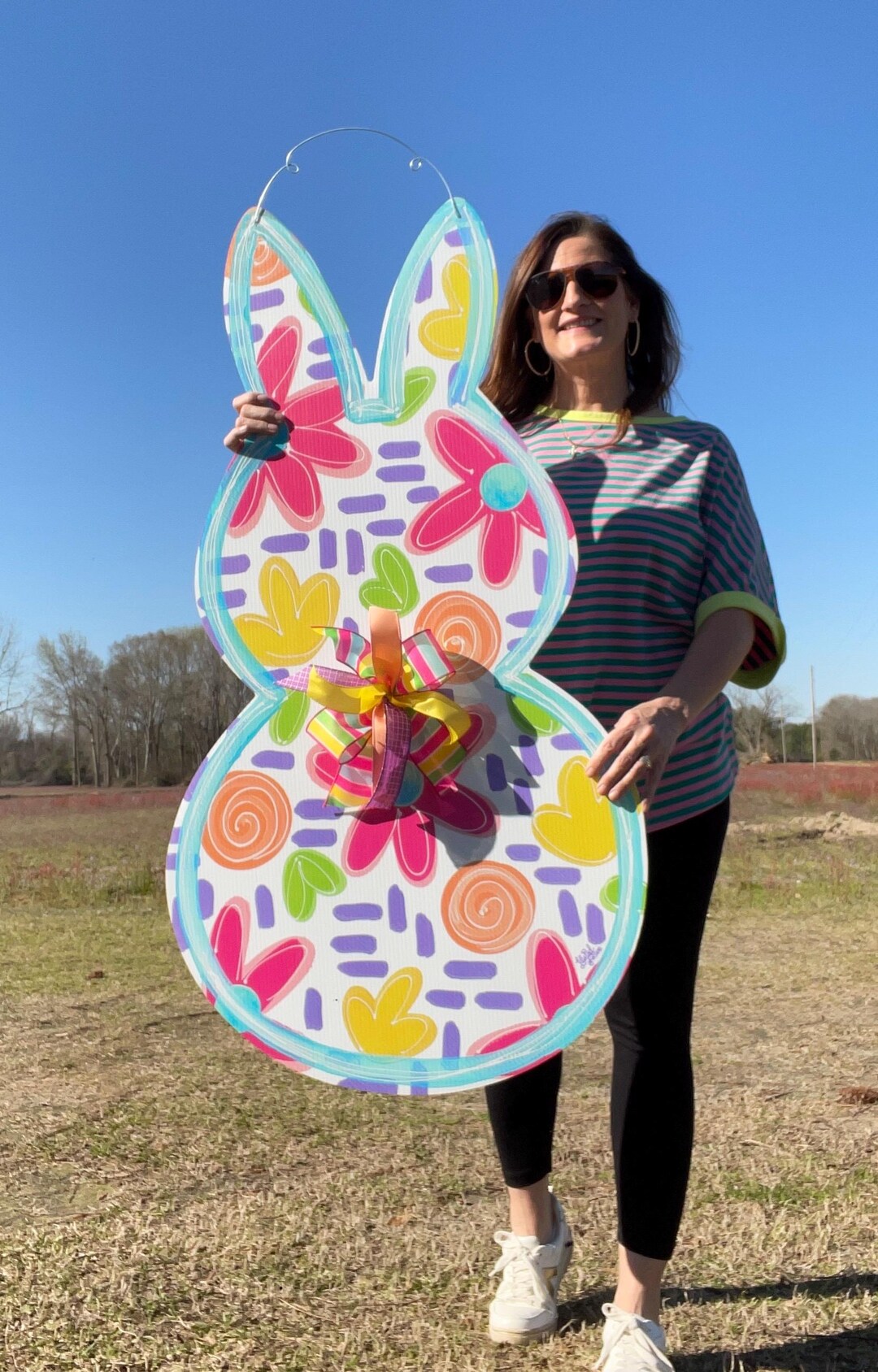 45” JUMBO Floral Bunny With Purple Accents Door Hanger - Etsy