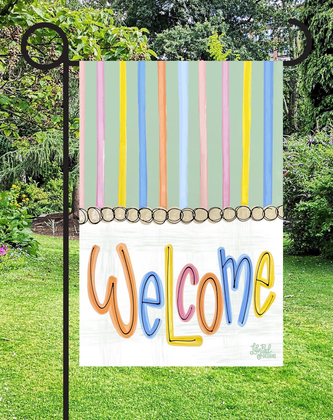 Spring Stripes Welcome Garden Flag - Etsy