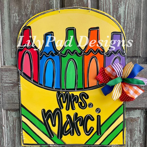 Primary Colors Crayon Box Door Hanger