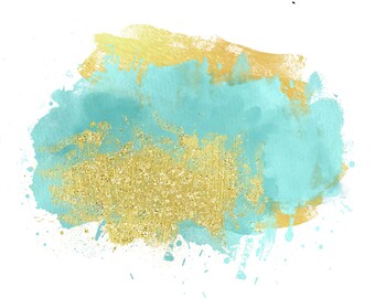 Gray Gold Watercolor PNG