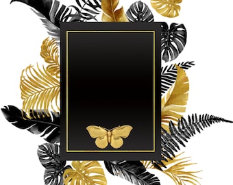 Logo Background PNG | Floral Black & Gold Design PNG