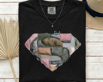 Superman Patchwork Design, Camouflage T-shirt Graphics
