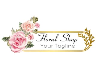 Logo Background PNG| Pink Flower & Golden Frame PNG