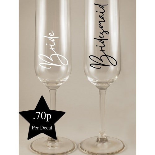 DIY Personalised Champagne Flute Decals With Roles Name Vinyl Etsy