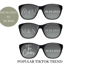 Stickers DIY permanents en vinyle personnalisés pour lunettes de soleil de mariage, accessoires de cabine Photo pour invités, souvenir d'anniversaire, tendance Hendo Tiktok