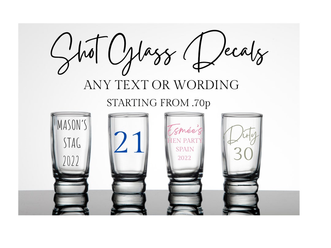 Personalised Vinyl Permanent DIY Decals for Shot Glasses Bridal Party Wedding Favours Hen Stag