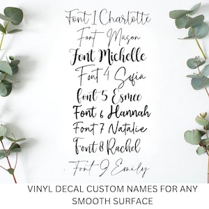 Adesivo personalizado, adesivos personalizados, decalques de vinil com nome, adesivos de vidro, letras de vinil manuscritas, adesivos de caligrafia, personalizados