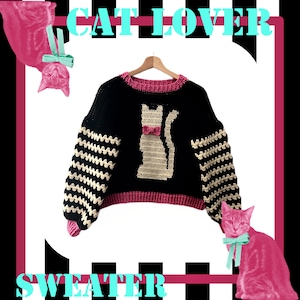 Cat sweater crochet pattern as a digital download