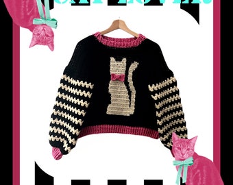 Cat Sweater crochet pattern digital download