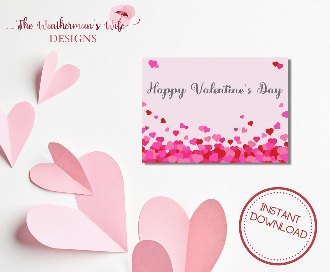 Valentine Card, Instant Download, Instant Greeting Card Download, Red ...