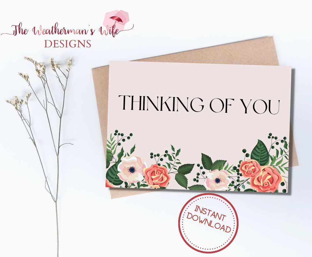 Printable Thinking of You Card, Instant Download, Instant Greeting Card ...