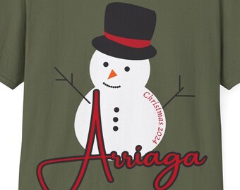Personalized Snowman Family Christmas Shirt, Custom Name Design