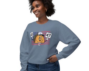 Patriotic Taco Sweatshirt: Funny Political Humor, USA Flag Design