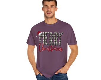 Merry Christmas Buffalo Plaid Santa Hat Holiday Design