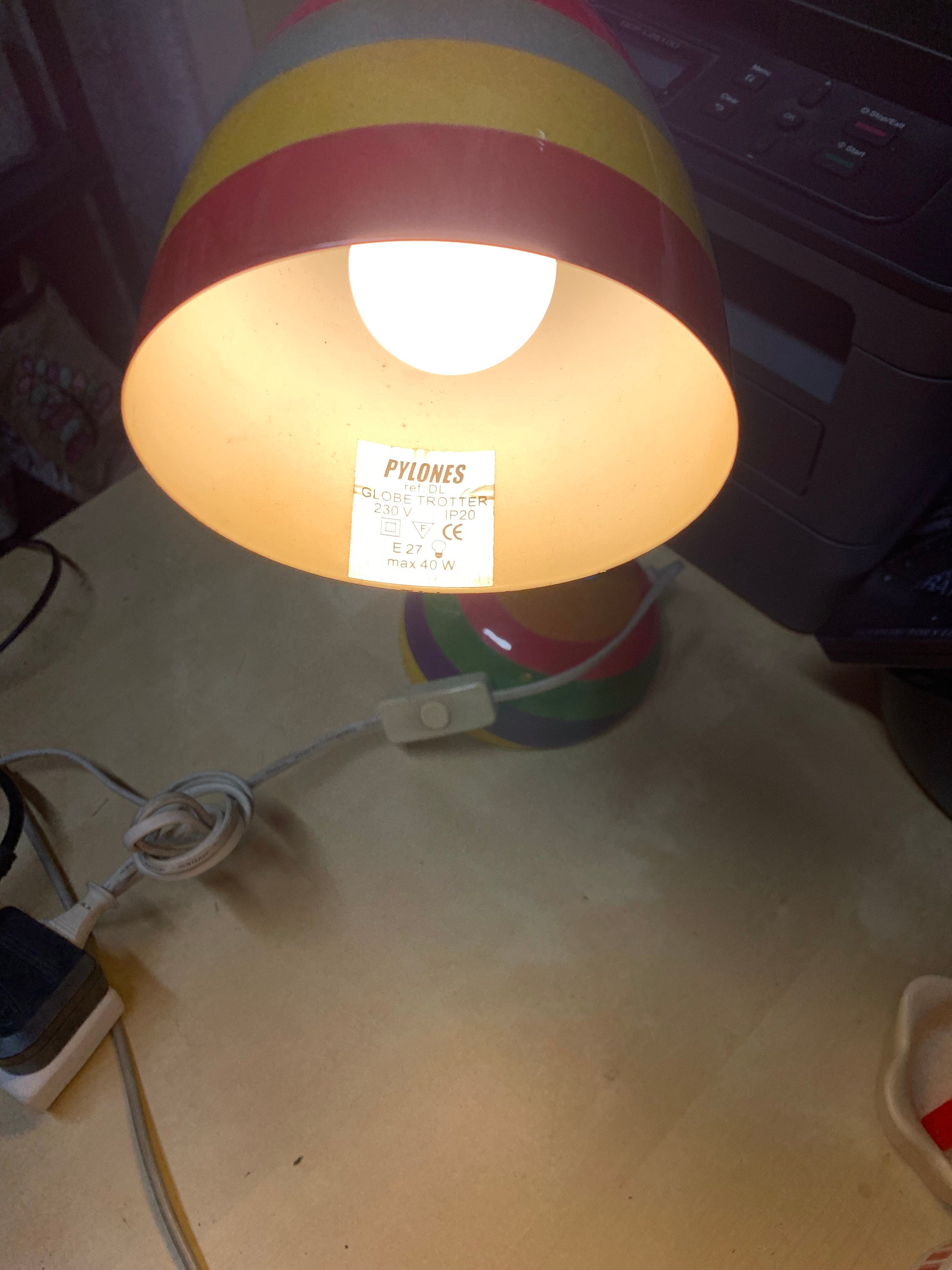 Rare Rainbow Stripe Pylones Globe Trotter Desk Lamp Light Etsy UK
