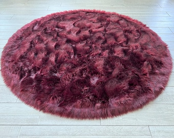Round Faux Sheepskin Rug: Soft Plush Rug, Multiple Colors